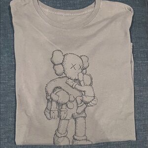 KAWS Gray Graphic T-Shirt with Character Design XL